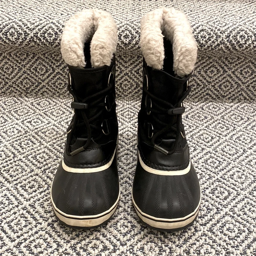 ๐ EUC! ๐ SOREL Joan of Artic Black Waterproof Boot, Youth Little Kid Size 3 - Picture 3 of 6